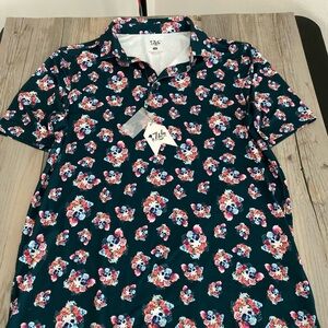 1764 Signature Performance Stretch Polo Shirt Sugar Dance Skulls Floral M NWT